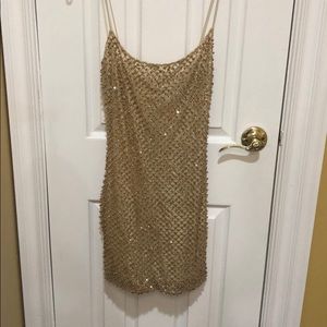 Golden Oh Polly mini dress w: sparkles and beads